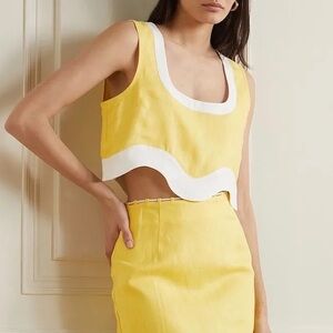 STAUD yellow scallop top size medium
